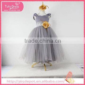 Satin ribbon fat dress for girl flower girl dress