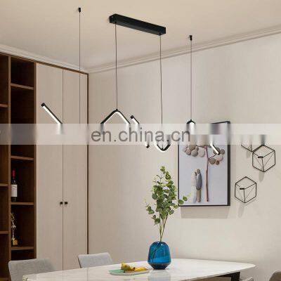 Nordic Line LED Chandelier Creative Decor Hanging Lamp Simple Restaurant Decoration Ceiling Pendant Light
