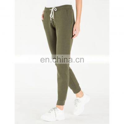 Olive Color Women's GYM Slim Fit Fleece Custom Jogger Sweatpants OEM low moq skinny pants with your own brand logo