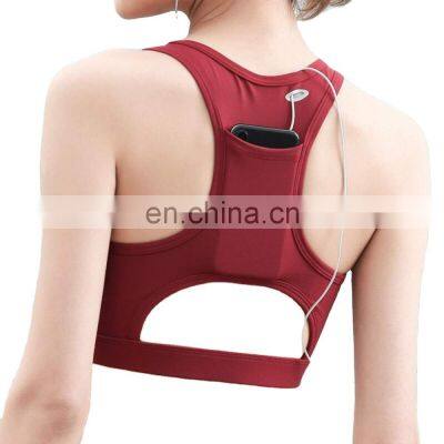 Cell Phone Pocket International Online shopping OEM Custom Gym Women's Top club Fitness Wear Yoga Sports bra tops