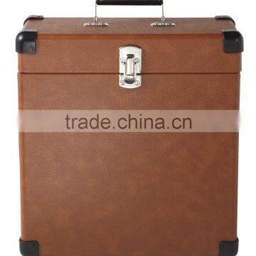 Leather Record Case Carrier for 30+ Albums,300LP Vinyl 7 Record Flight Box,DJ Flight Case Record Box photo-2