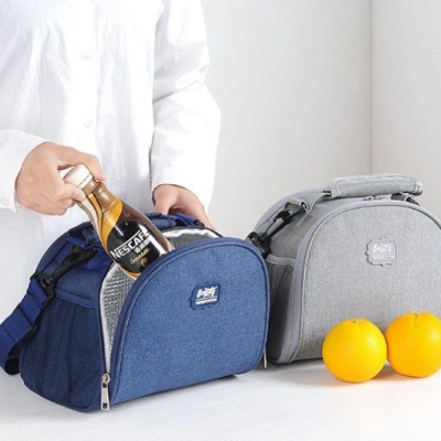 Zipper Lunch Bag With Shoulder Strap Shoulder Insulation Bag Picnic Lunch Case Heat Protecting Bag photo-2