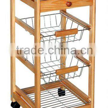 wooden serving trolley