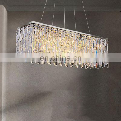 High Quality K9 Crystal Luxury Rectangular Chandelier Modern Designer LED Lighting for Office or Dining Room Desk Lamp