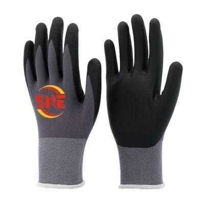 Snellsafety 15 Gauge Nylon Spandex  Nitrite Micro Foam  Palm Coated Dotted Safety Work Gloves