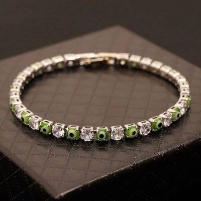 European and American High-end Color Eyes Zircon Square Bracelet Temperament Fashion Trend Wristband Bracelet Jewelry Accessory photo-4