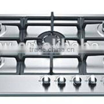 five burner stainless steel gas hob