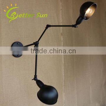 Double-headed Adjustable Swing Arm Black Iron Interior LED Wall Light photo-6