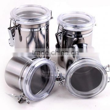 Mirror Polish 5'' stainless steel kitchen canister sets