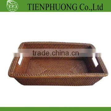 rattan tray with hole handle