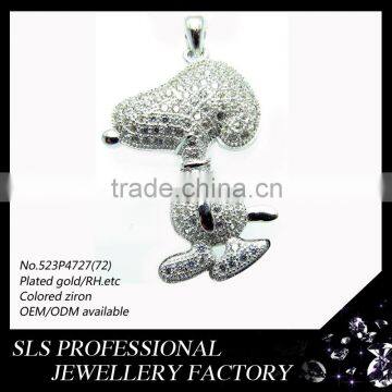 925 silver jewelry micro paved AAA grade cz setting fashion dog shaped necklace pendant