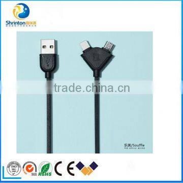 High quality Remax Mobile phone accessories 2 in 1 USB data cable for Apple/Micro