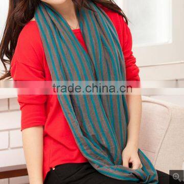 Custom Striped Cotton Knitted Jersey Infinity Scarf