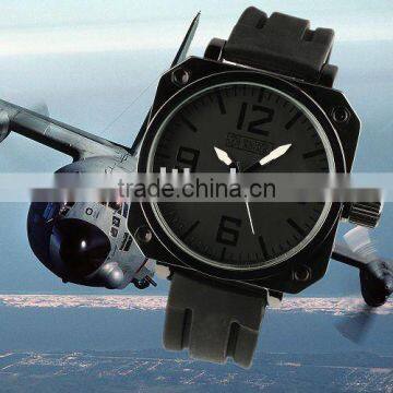 MR014 Brand New Military Royale Rubber Strap Mens Man Black WRIST WATCH