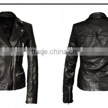 custom 100% polyester women faux leather jacket wholesale