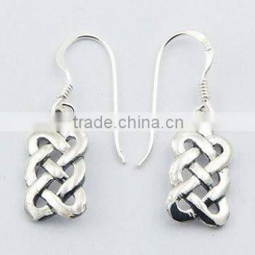 Celtic Rectangle Knot 925 Silver Dangle Earrings