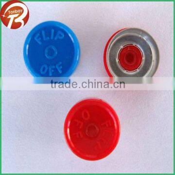 Flip-off aluminum-plastic cap for glass vial