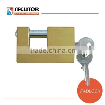 Rectangular Heavy Duty Brass Padlock and Key