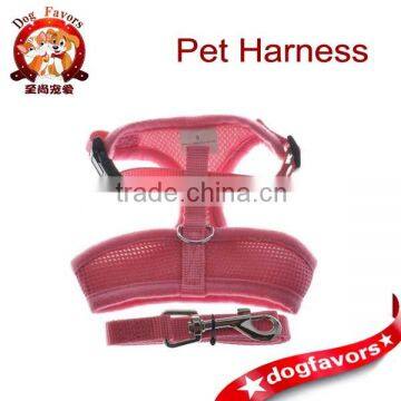 Pet Puppy Safety Dog And Large Dog Harness Leash Collar Mesh Strap Vest Soft Chest Pink