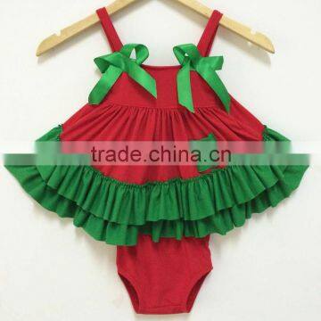 infant christmas ruffle set kids boutique outfit baby girls swing top set