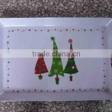 melamine handled serving tray with christmas design