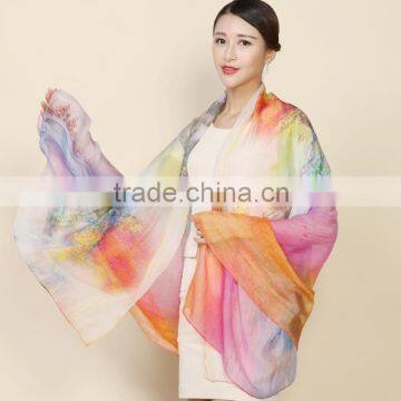 High Quality Scarf Wholesale Lady's Elegant Digital Printed Silk Scarf, Hangzhou Silk Chiffon Scarves and Shawls China Supplier's Choice photo-5