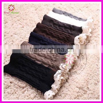 Lady's Crochet Knitted Lace Trim Boot Cuffs Toppers Leg Warmers Socks