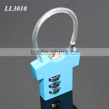 Steel Wire Resettable 3 Digit Combination Travel Luggage Suitcase Padlock Alloy T-shirt Metal Digital Locker Lock photo-4