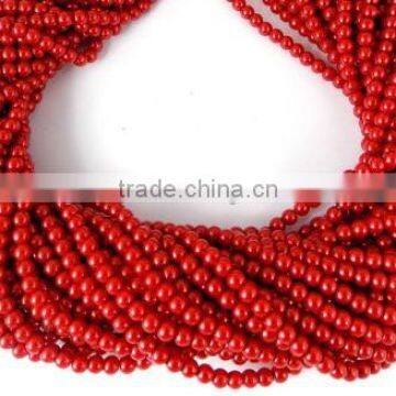 5 Strands Brick Red Glass Pearl Smooth 4.5mm Rondelle Beads,Acrylic Pearl beads,Jewelry Beads,Pearlized Beads,16" Long