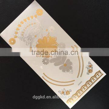 custom gold silver flower ,butterfly,feather,bindi flash metallic woman temporary tattoo sticker