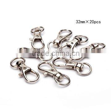 TOP Quality Nickle Plated Lobster Claw Swivel Clasps 32mm 20pcs per Bag for Key Ring (Approxi 1 1/4 * 1/2 inch)