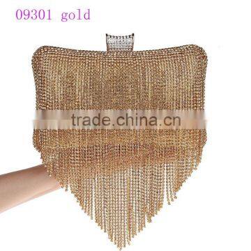 09301 gold fashion bag, beautiful high quality indian ladies evening bags