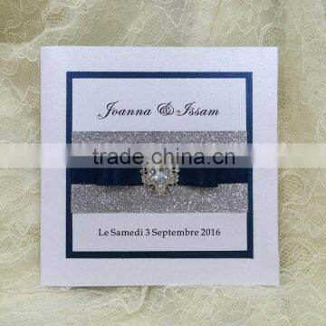 navy blue crystal folders wedding invitation with glitters                        
                                                Quality Choice