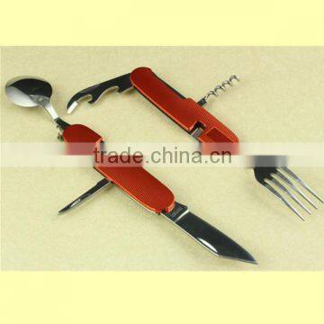 4.3" Closed Multi-Purpose 2CR13 Staniless Steel Blade Oxidized Handle Camping Fork Spoon Knife