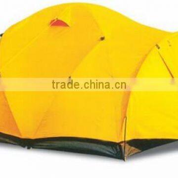 Double layer 5 person yellow family travel shelter outdoor camping tent