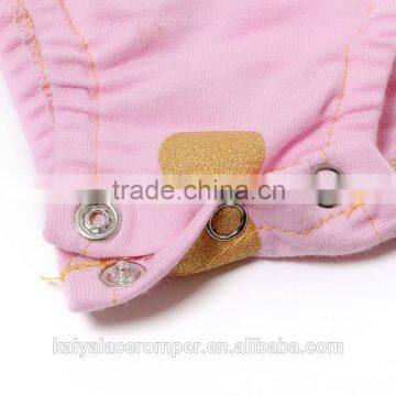 Wholesale Baby Clothes Pink Gold Polka Dot Baby Romper With Gold Bow photo-6