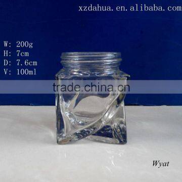 unique custom small glass jam jars 100ml glass fruit storage jars