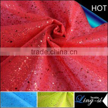 Polyester T-P Tulle Metallic and Spangle Printed Fabric DSN532