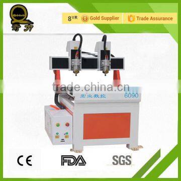 QL-6090 High precision mini woodworking cnc router with two heads china