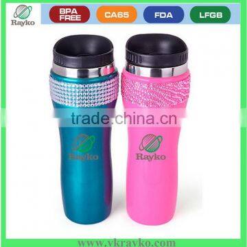 Lovely stainless steel diamond drink bottle with PP lid