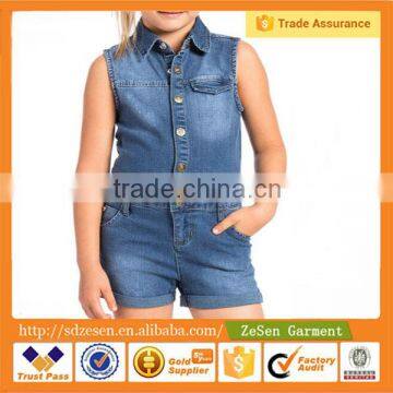 OEM Customized Summer Stylish Children Denim Romper Set for Girl