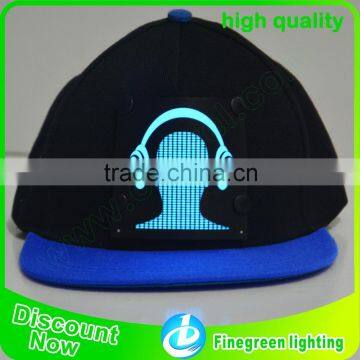 new style el panel hat,.el panel cap electroluminescent hat with snap button