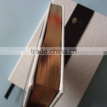 Full Cover Embossed White pu Black Page Notebook With Gold Edge photo-3