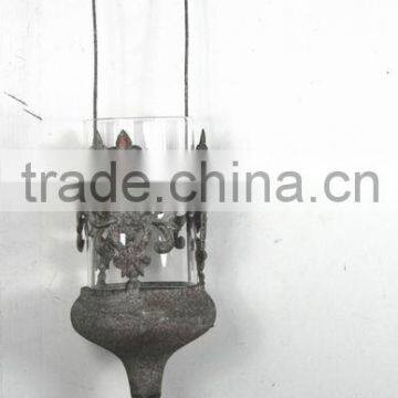 DIA11.5cm hanging metal and glass candle holder