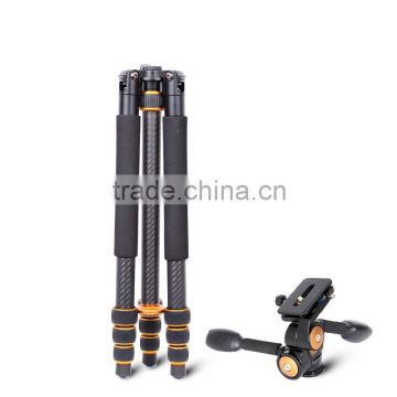 Q988C Lighweight carbon fiber tripod 1680mm 15KG Load monopod & Selfie stick for digital & video camera Guangzhou accessory 666