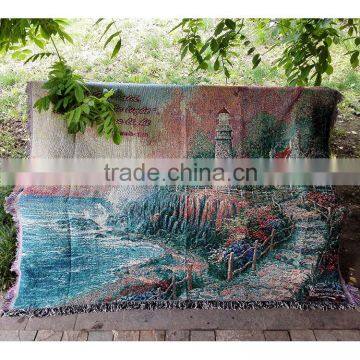 wholesale chinese factory jacquard woven tapetry throw and blanket