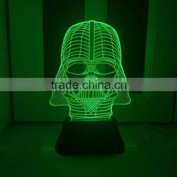 3D illusion skull mini colorful led night light lamp touch With USB Line