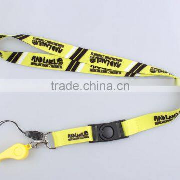 Yellow Lanyards with whistle, Customized lanyards