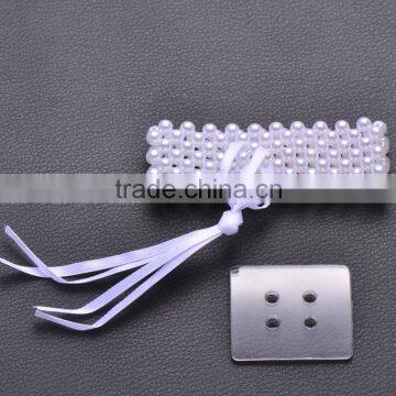 (M0865) 100pcs/lot Elastic Pearl Wedding Rhinestone Napkin Rings With Spacer,50mm Inner Size, Outer Size:55mm,pure White Pearl photo-4