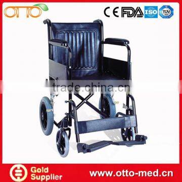 Steel folding transport wheelchair